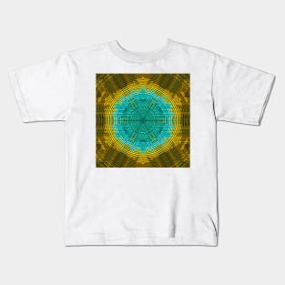 Weave Mandala Blue and Yellow Kids T-Shirt